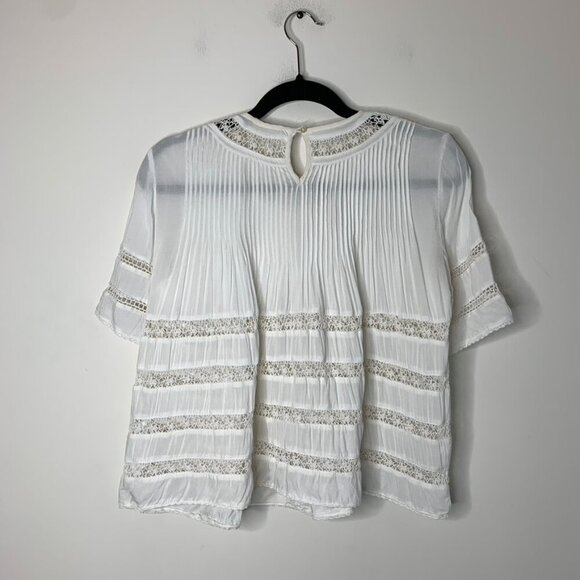 Aritzia Wilfred Beaudry Babydoll Blouse top Short SleevePeasant Cream Size XS - Picture 15 of 16